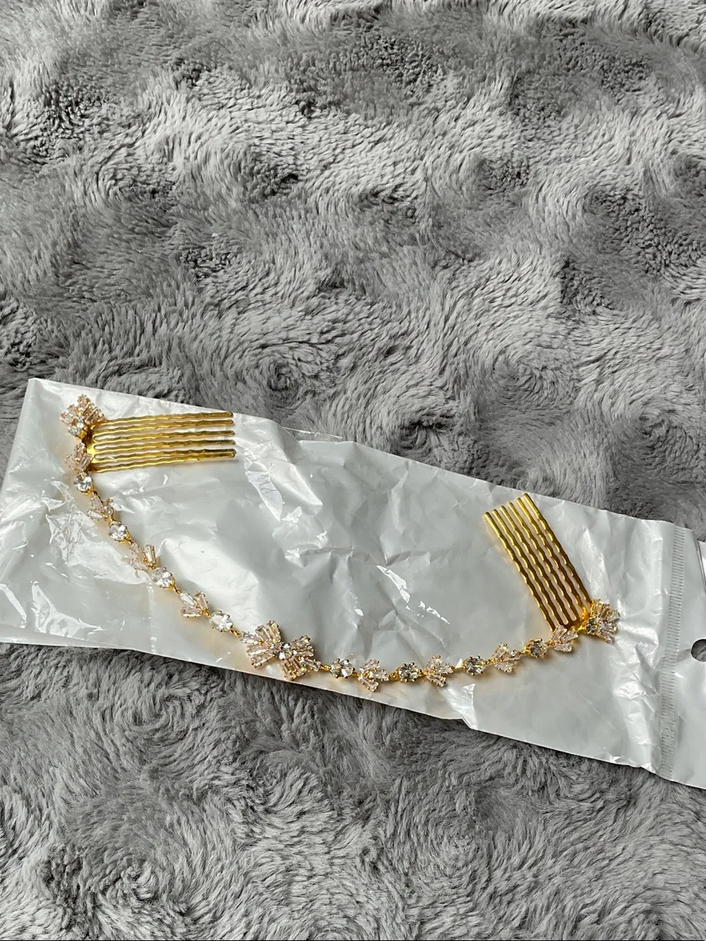 Gold Crystal Bridal Hair Vine with Dual Combs